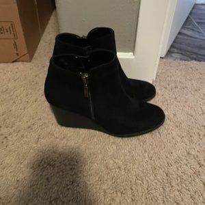 Black wedge booties